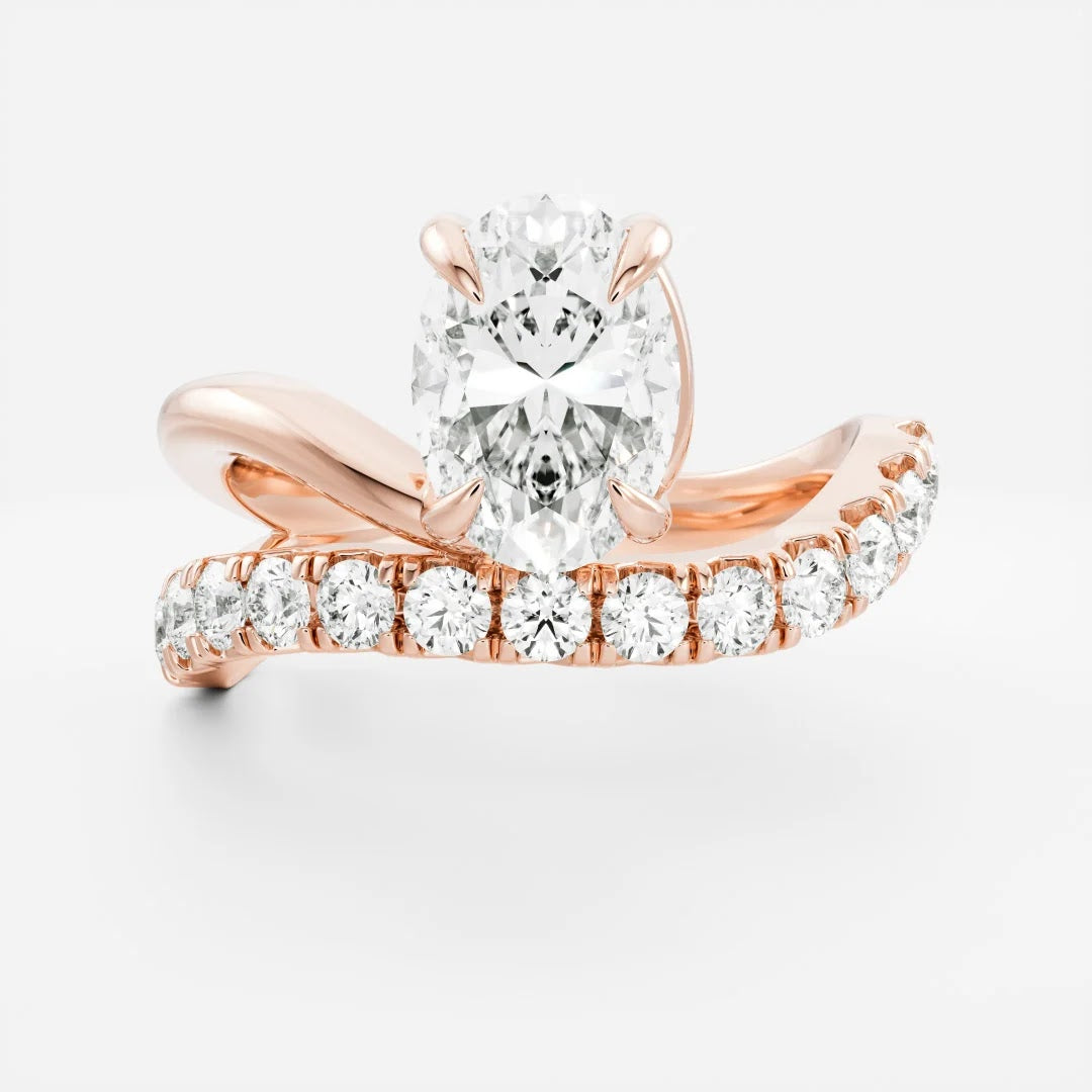 Oval Diamond Floating Pavé Solitaire Engagement Ring