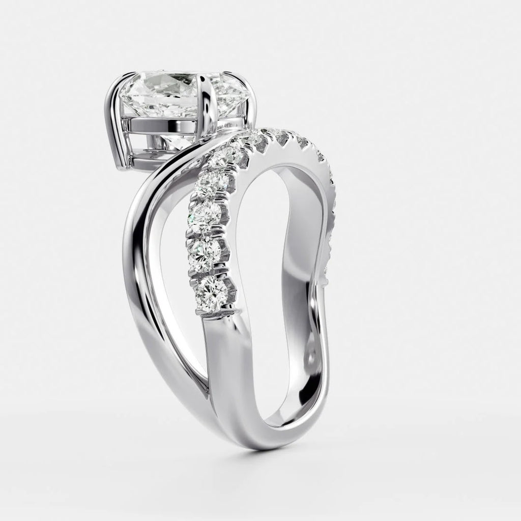 Oval Diamond Floating Pavé Solitaire Engagement Ring