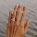 Oval Diamond Flowing Double Wave Engagement Ring