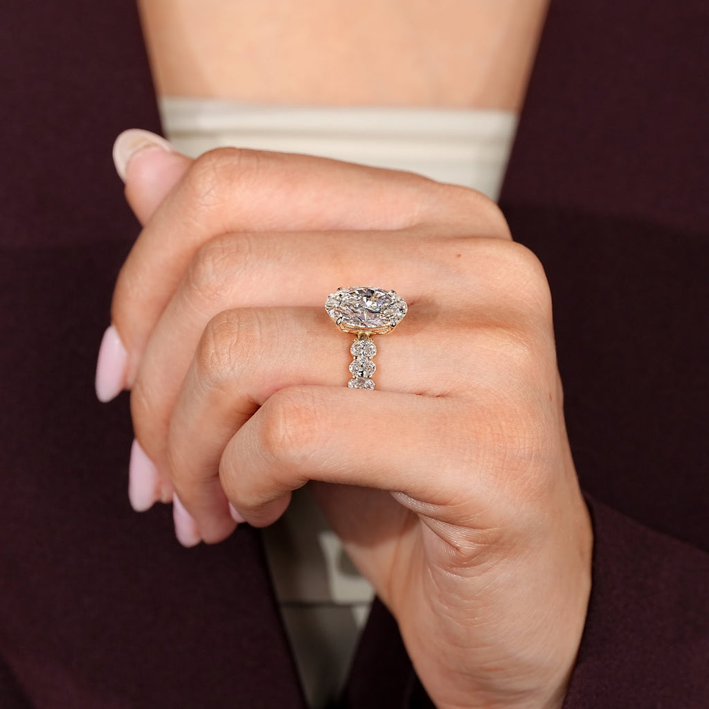 Oval Diamond Four Claw Pavé Engagement Ring