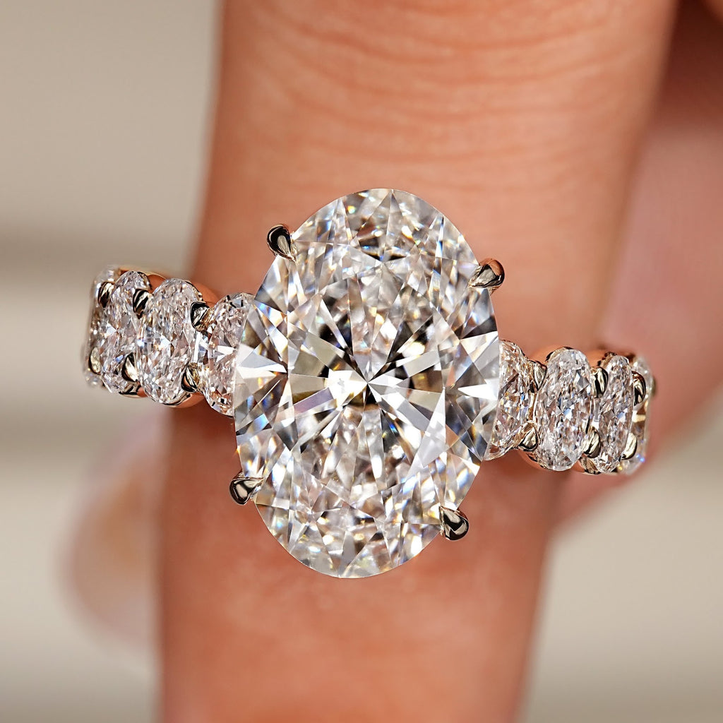 Oval Diamond Four Claw Pavé Engagement Ring