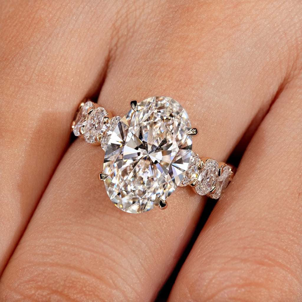 Oval Diamond Four Claw Pavé Engagement Ring