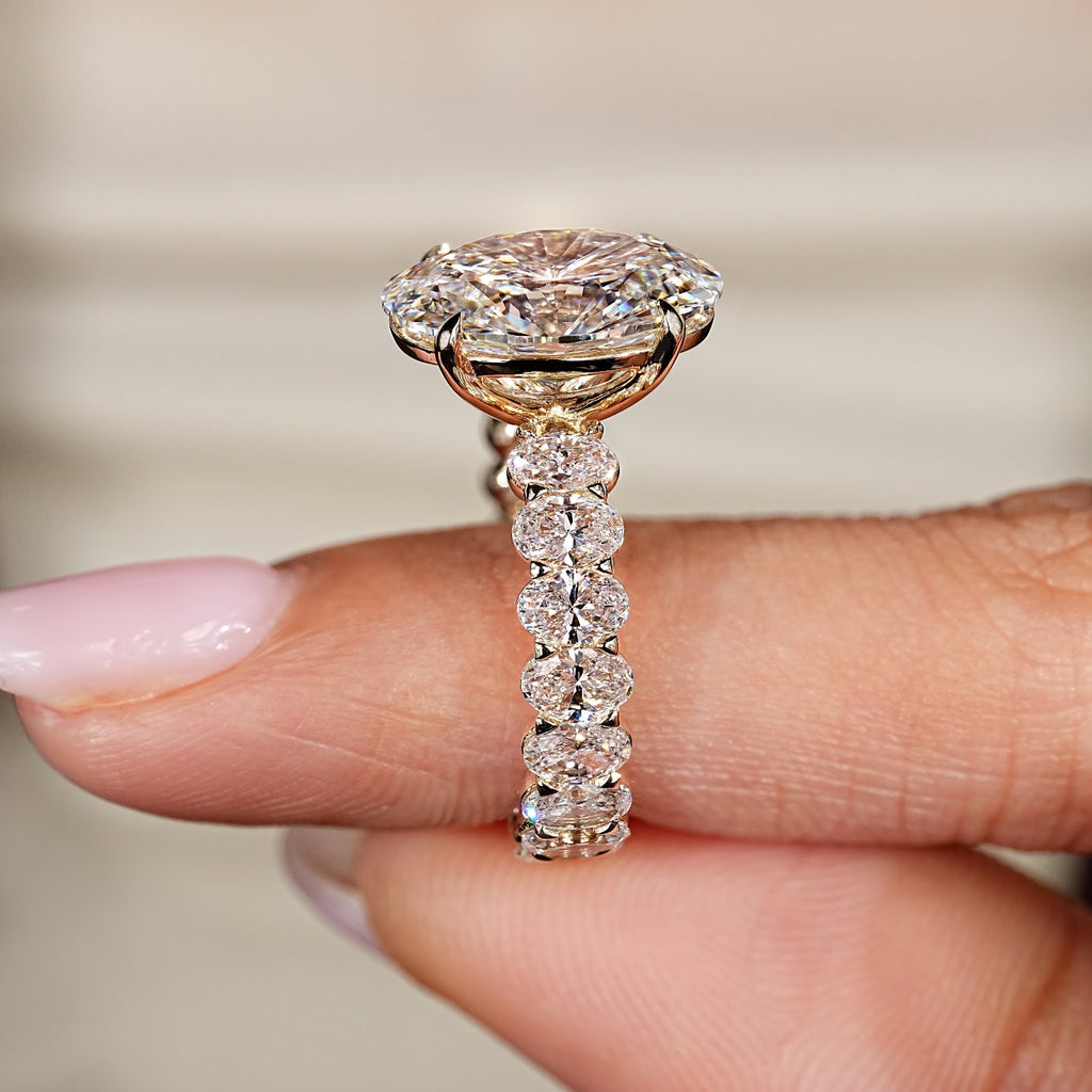 Oval Diamond Four Claw Pavé Engagement Ring
