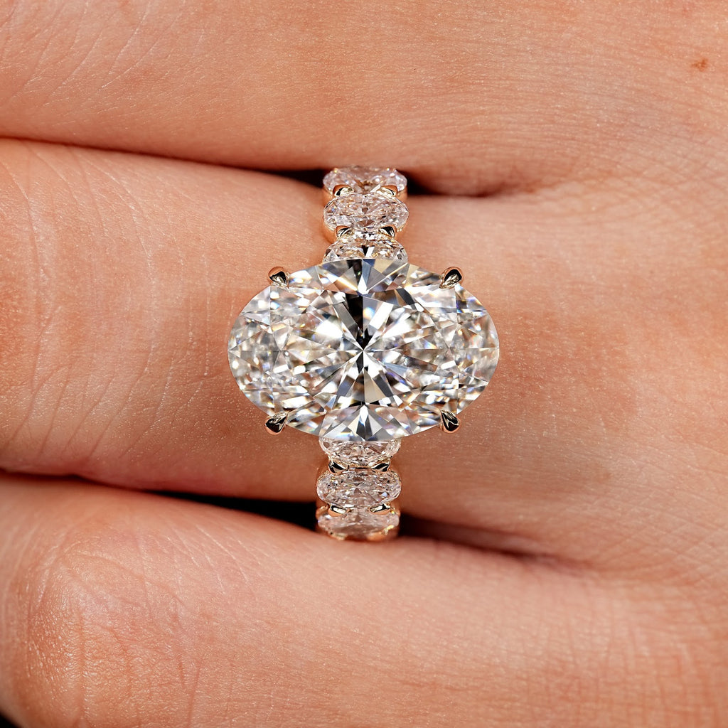 Oval Diamond Four Claw Pavé Engagement Ring