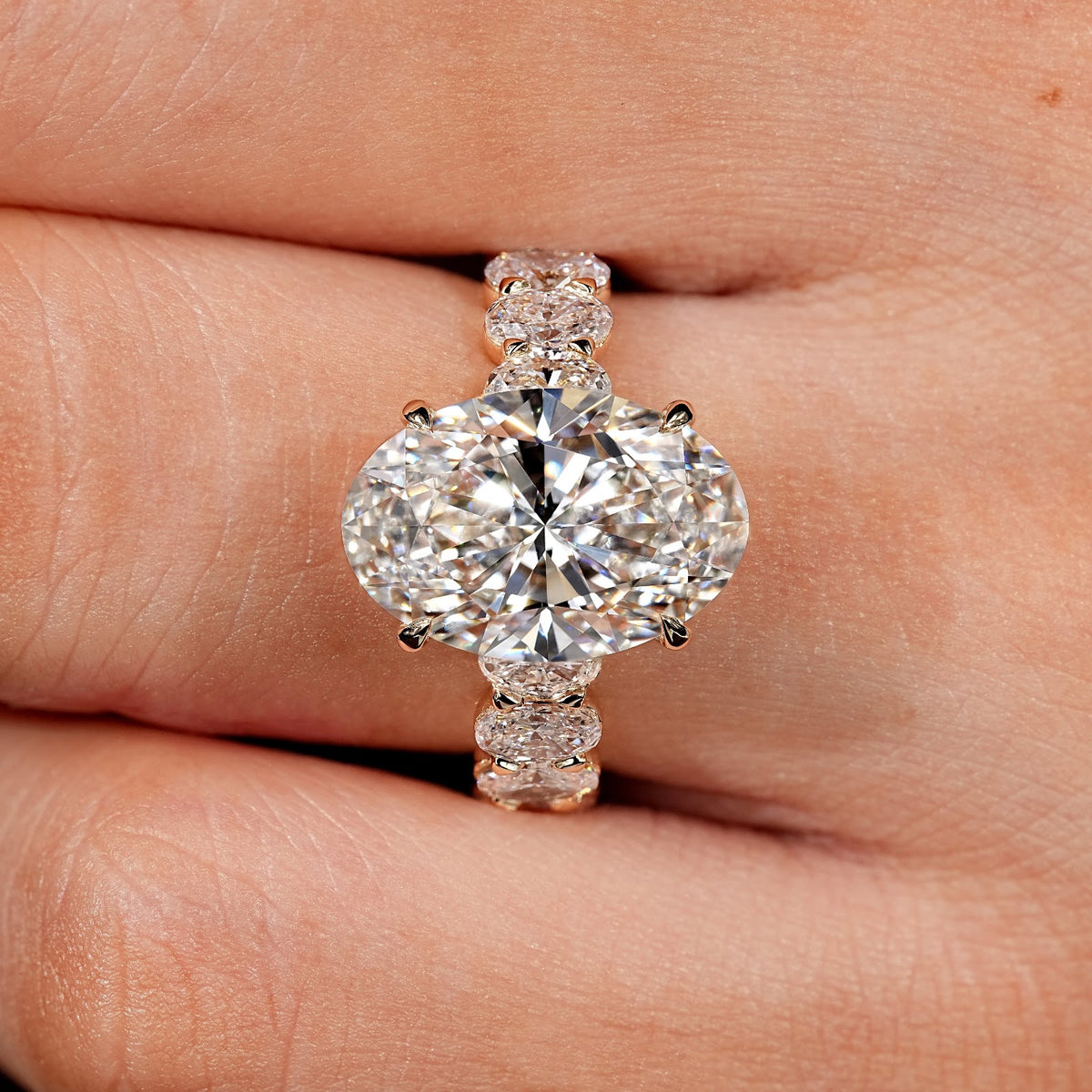 Oval Diamond Four Claw Pavé Engagement Ring
