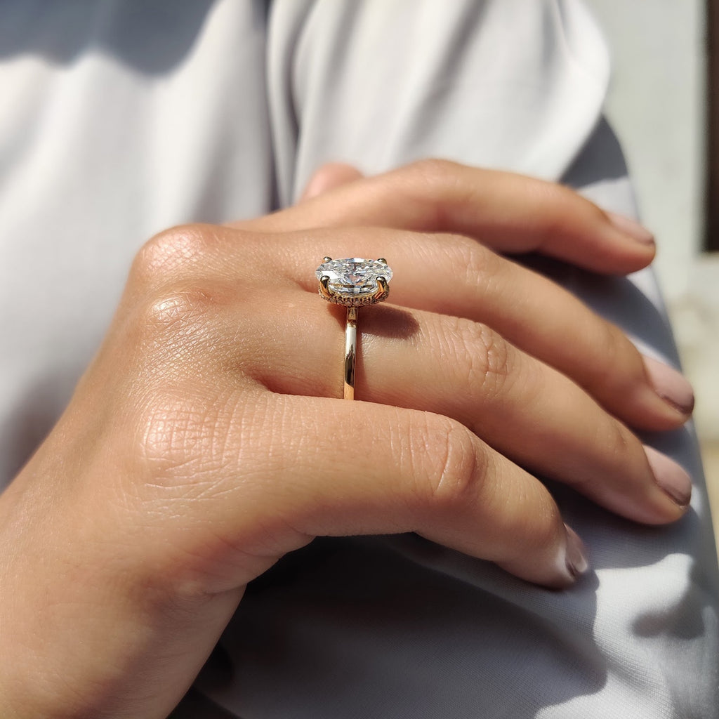 Oval Diamond Gleam Hidden Halo Engagement Ring