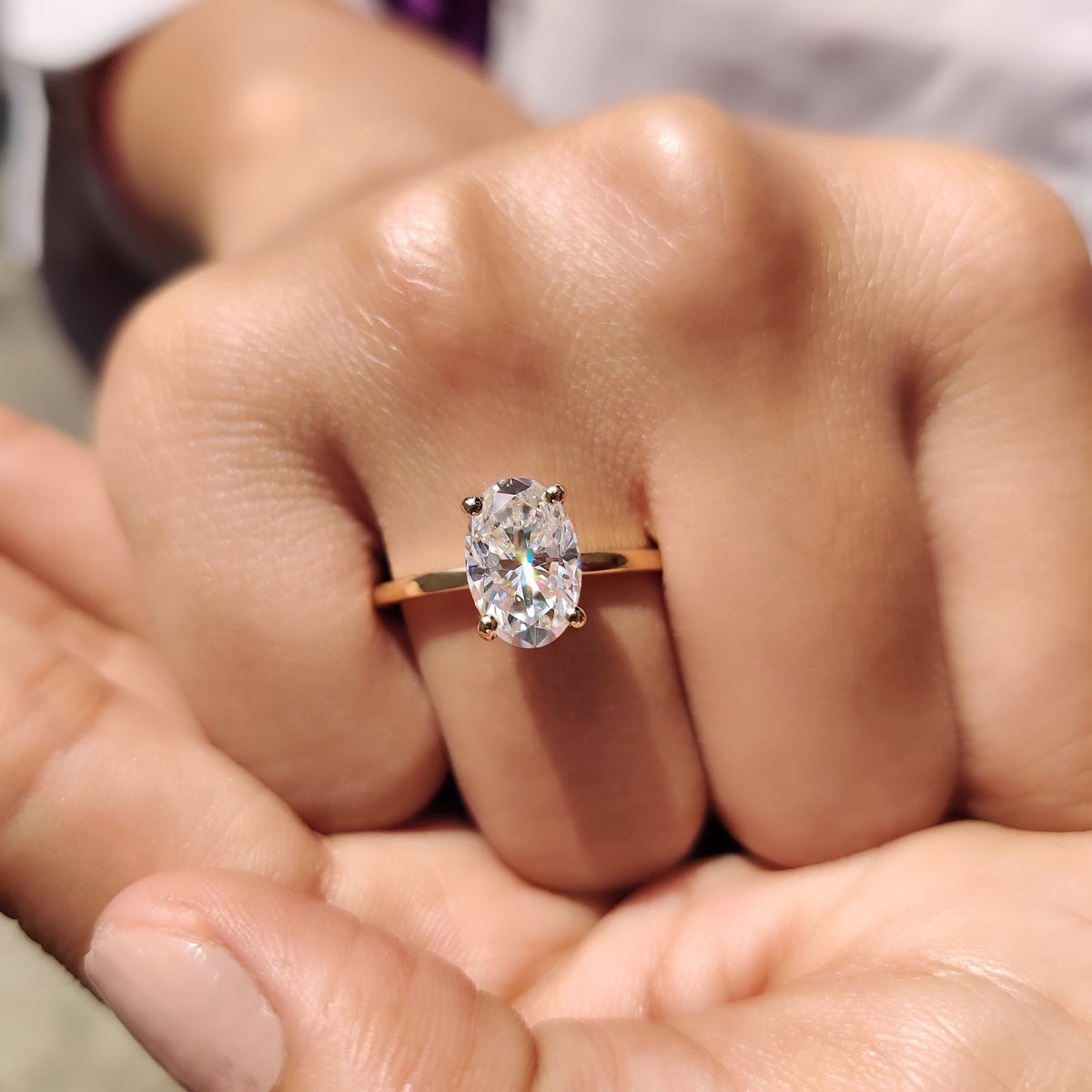 Oval Diamond Gleam Hidden Halo Engagement Ring