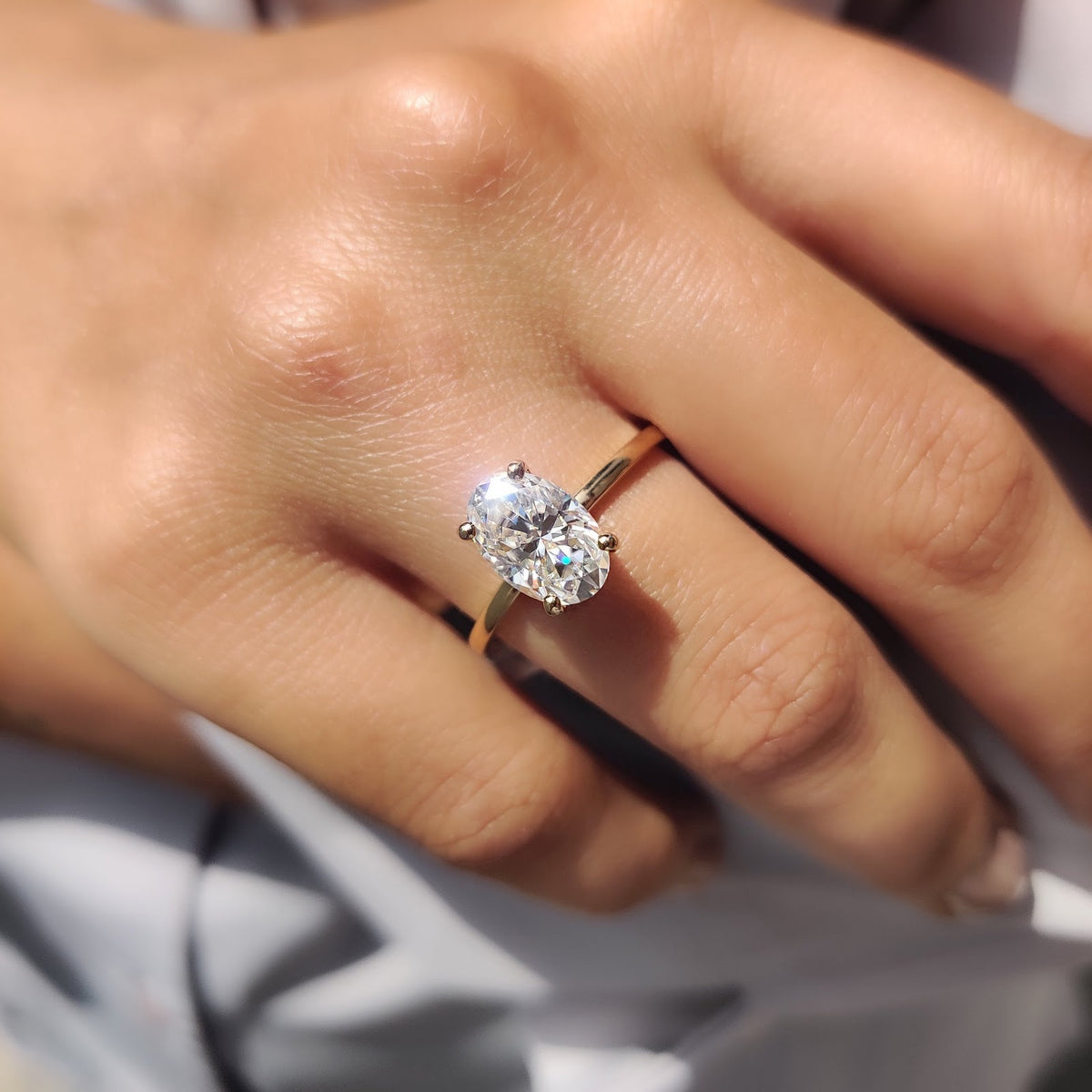 Oval Diamond Gleam Hidden Halo Engagement Ring