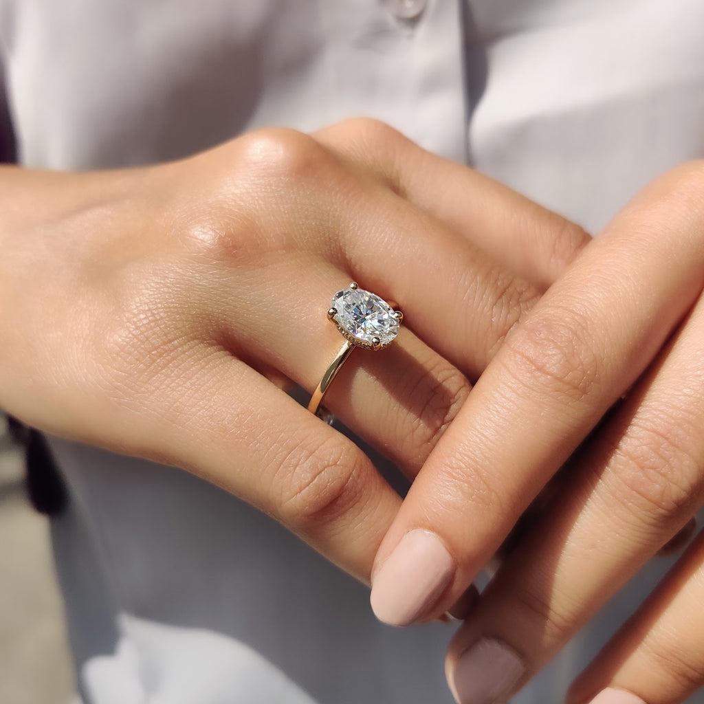 Oval Diamond Gleam Hidden Halo Engagement Ring