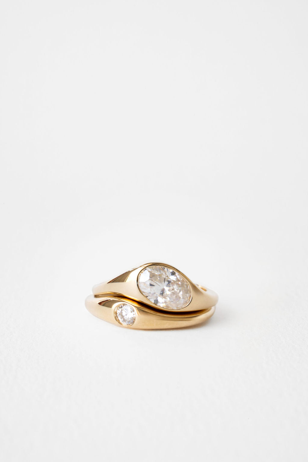 Oval Diamond Glimmer East West Signet Chunky Engagement Ring