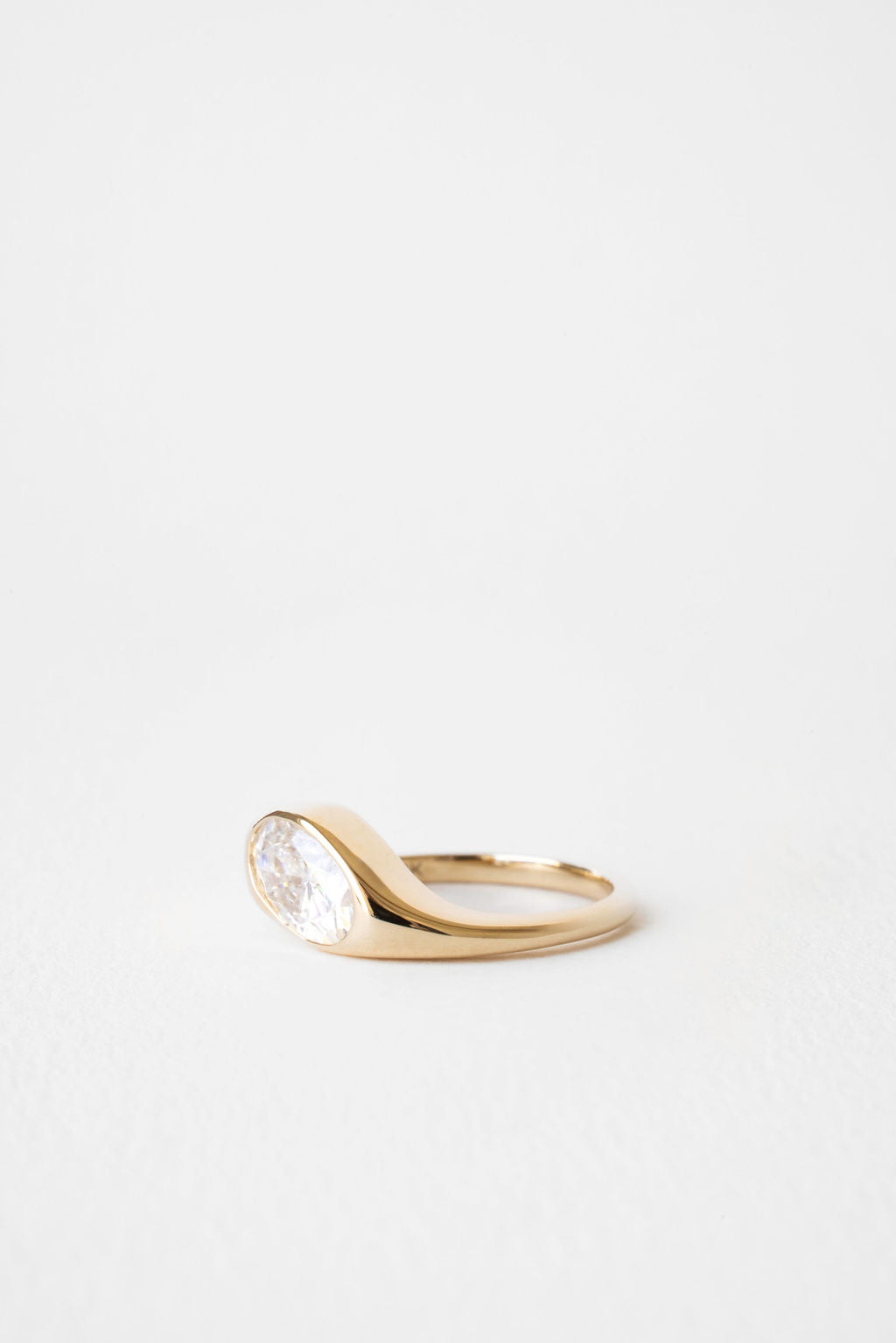 Oval Diamond Glimmer East West Signet Chunky Engagement Ring