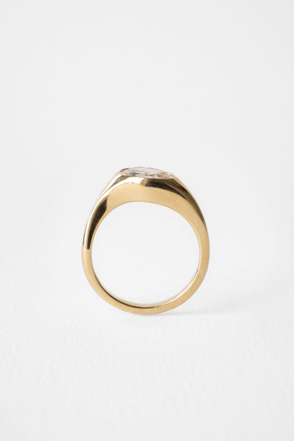 Oval Diamond Glimmer East West Signet Chunky Engagement Ring