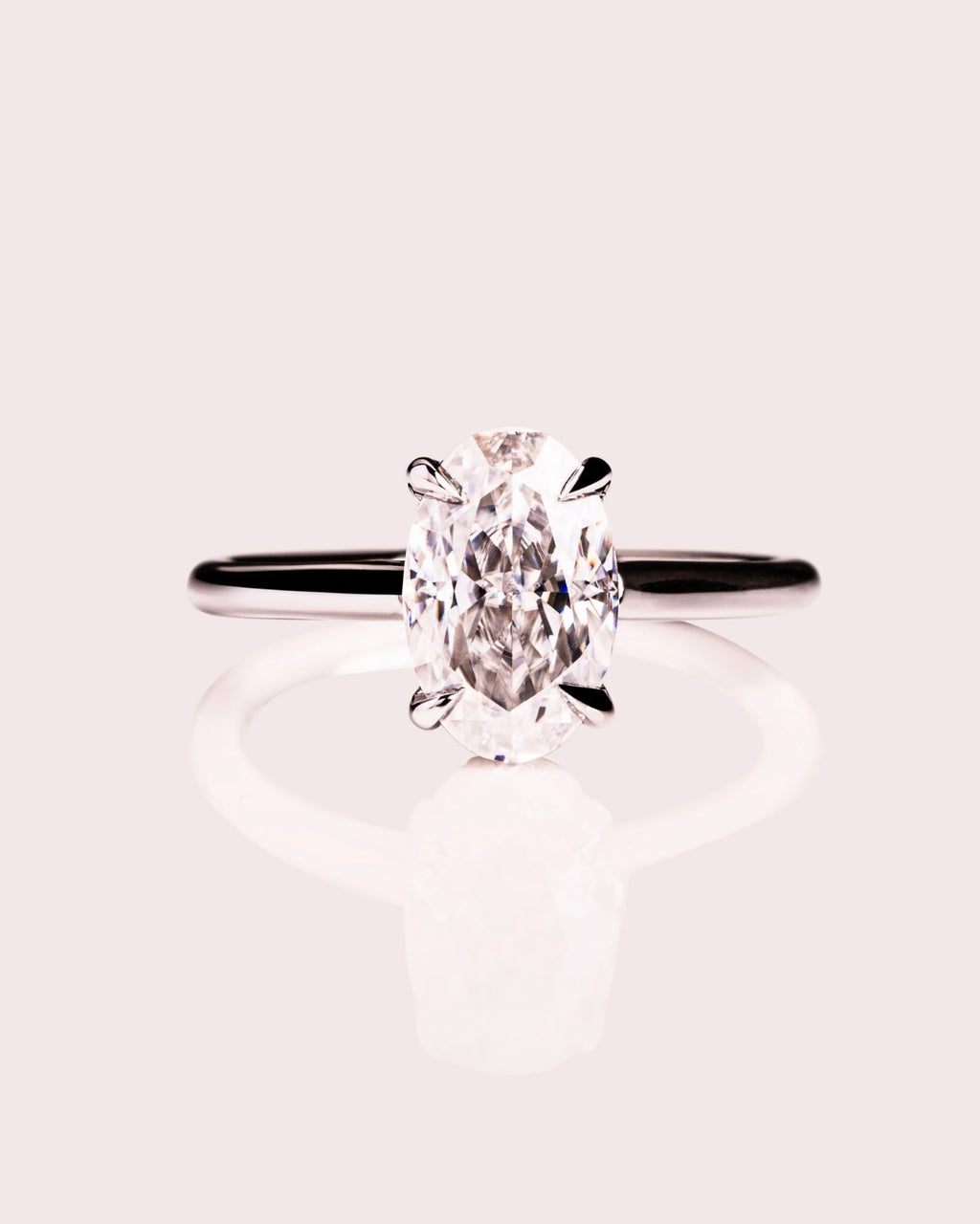 Oval Diamond Grace Hidden Halo Cathedral Engagement Ring
