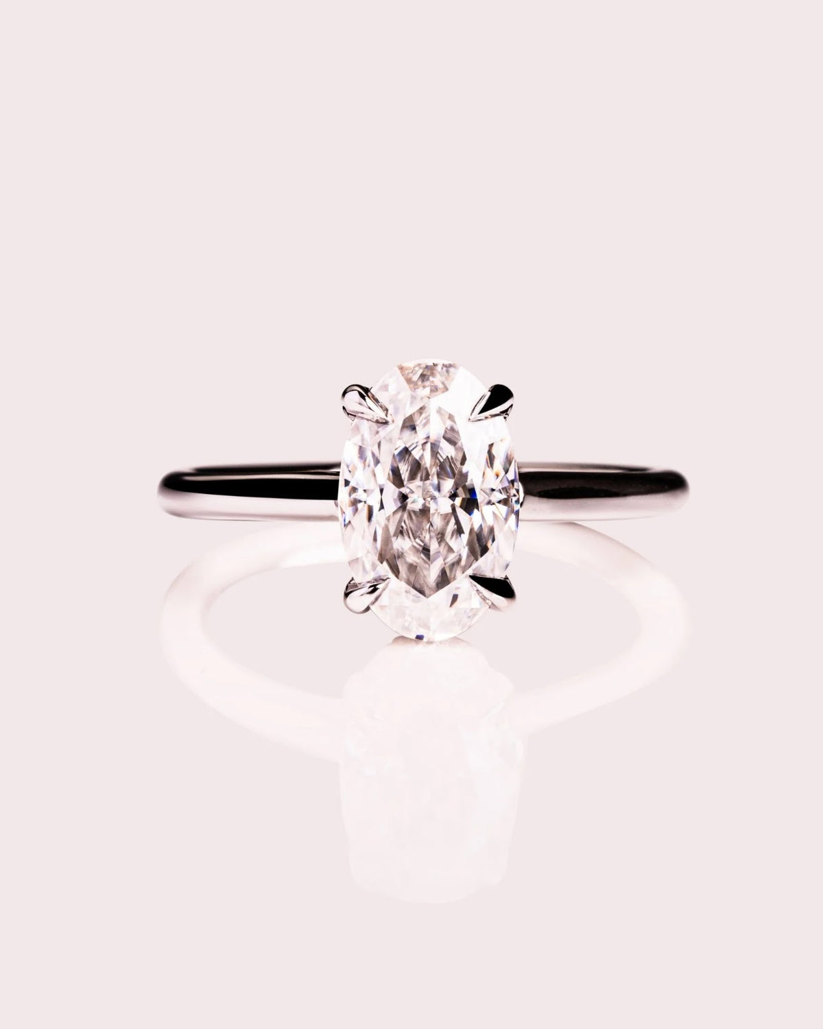 Oval Diamond Grace Hidden Halo Cathedral Engagement Ring