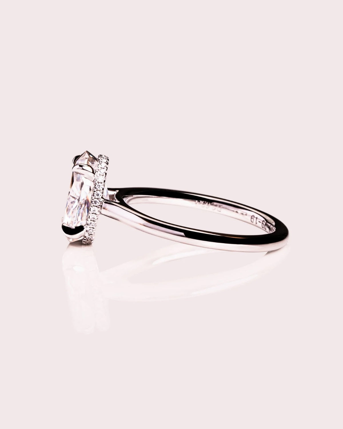 Oval Diamond Grace Hidden Halo Cathedral Engagement Ring