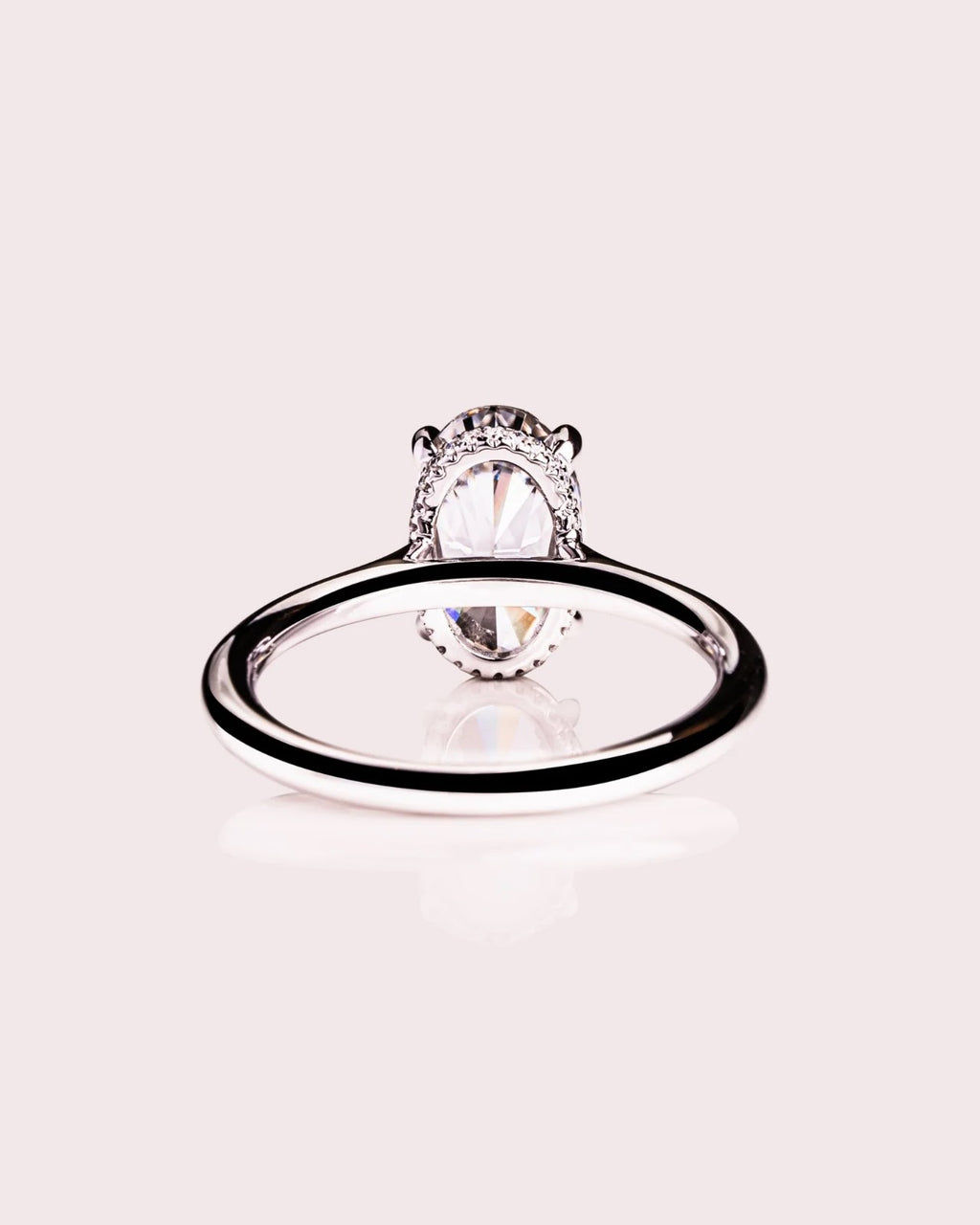 Oval Diamond Grace Hidden Halo Cathedral Engagement Ring