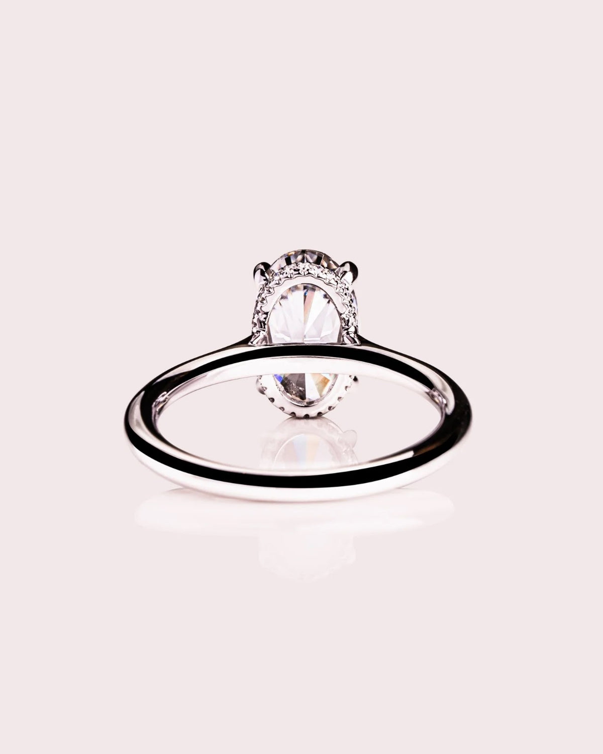 Oval Diamond Grace Hidden Halo Cathedral Engagement Ring