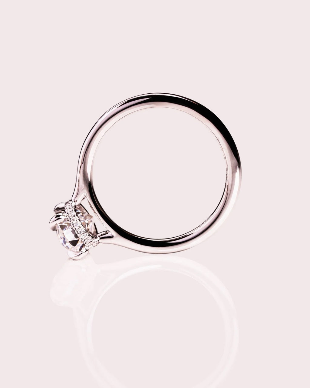 Oval Diamond Grace Hidden Halo Cathedral Engagement Ring