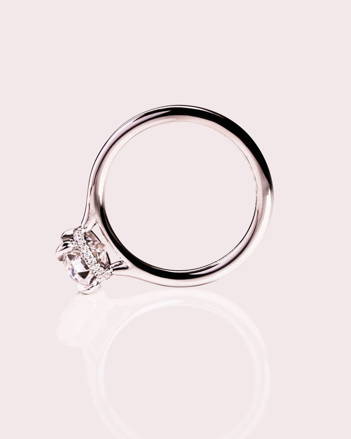 Oval Diamond Grace Hidden Halo Cathedral Engagement Ring
