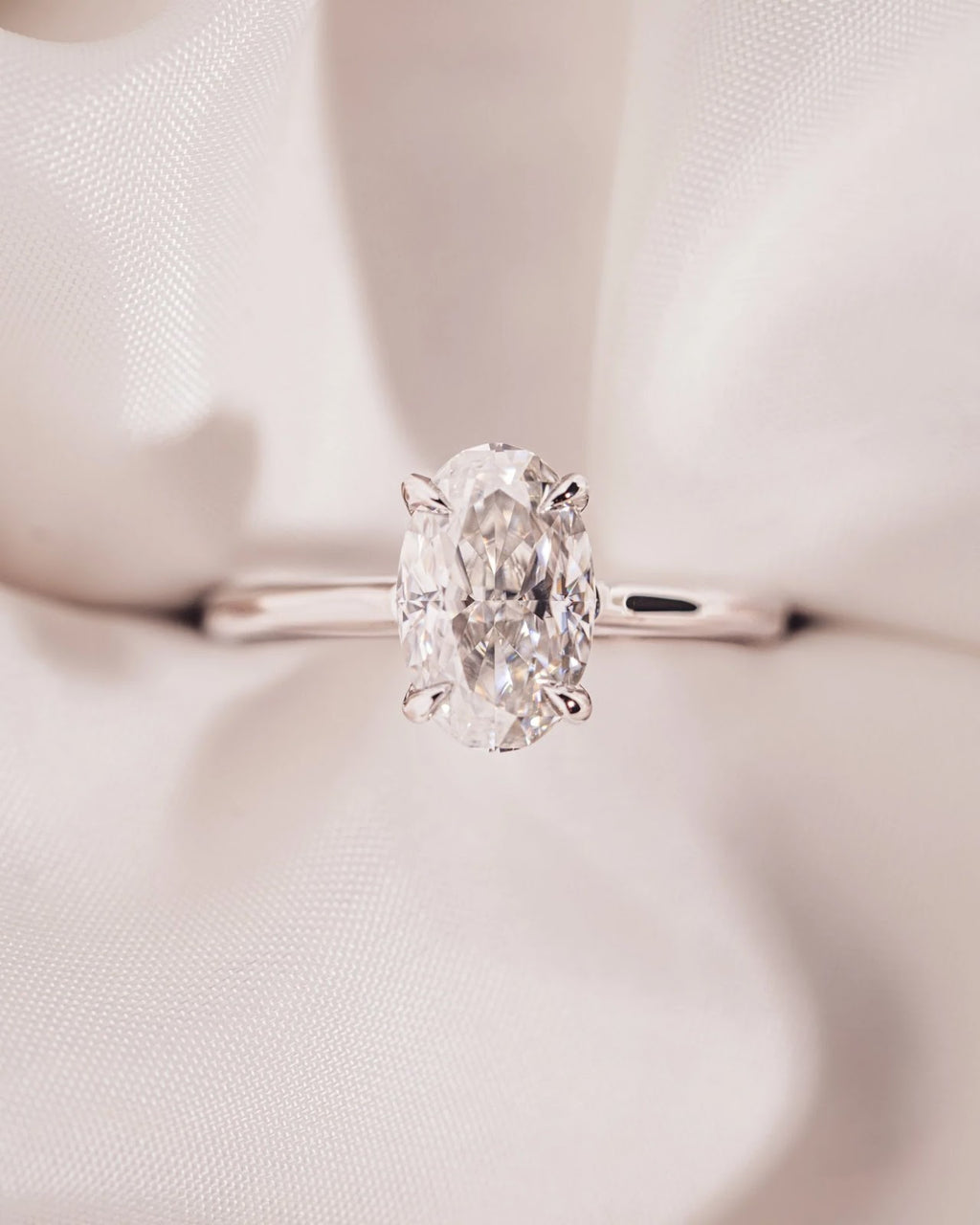 Oval Diamond Grace Hidden Halo Cathedral Engagement Ring