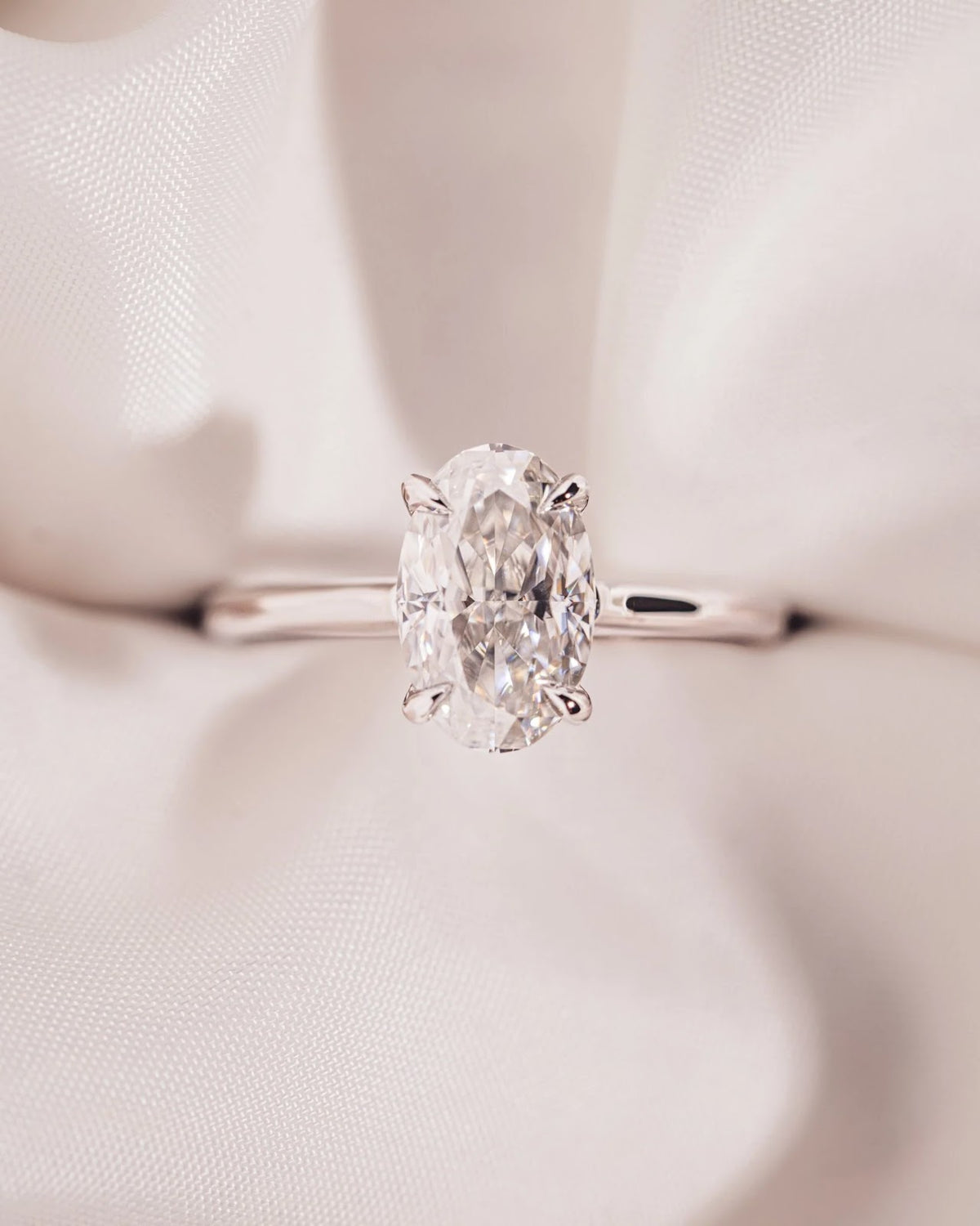 Oval Diamond Grace Hidden Halo Cathedral Engagement Ring