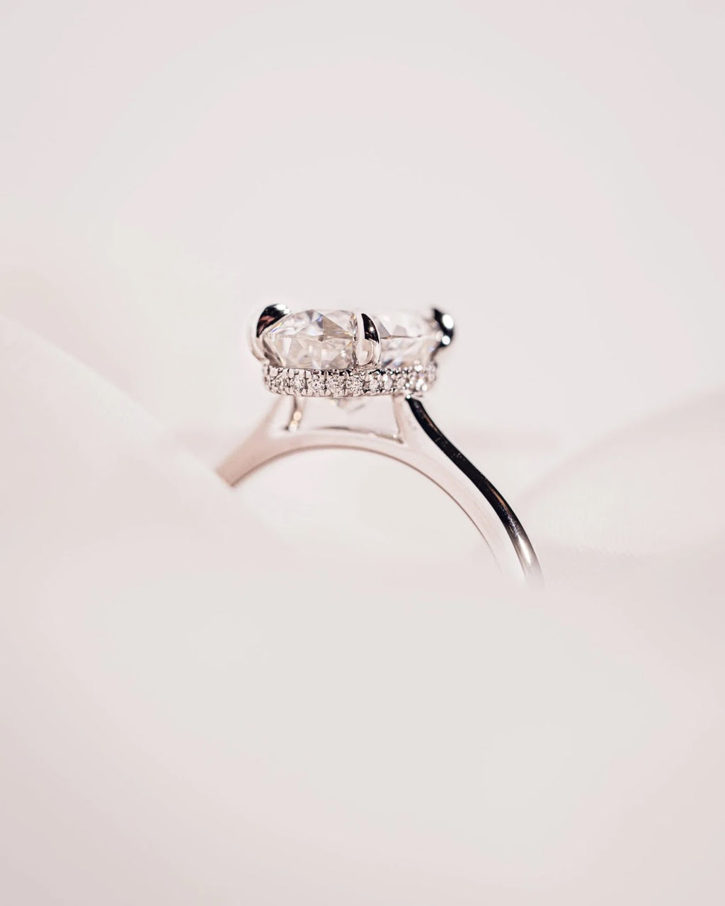 Oval Diamond Grace Hidden Halo Cathedral Engagement Ring