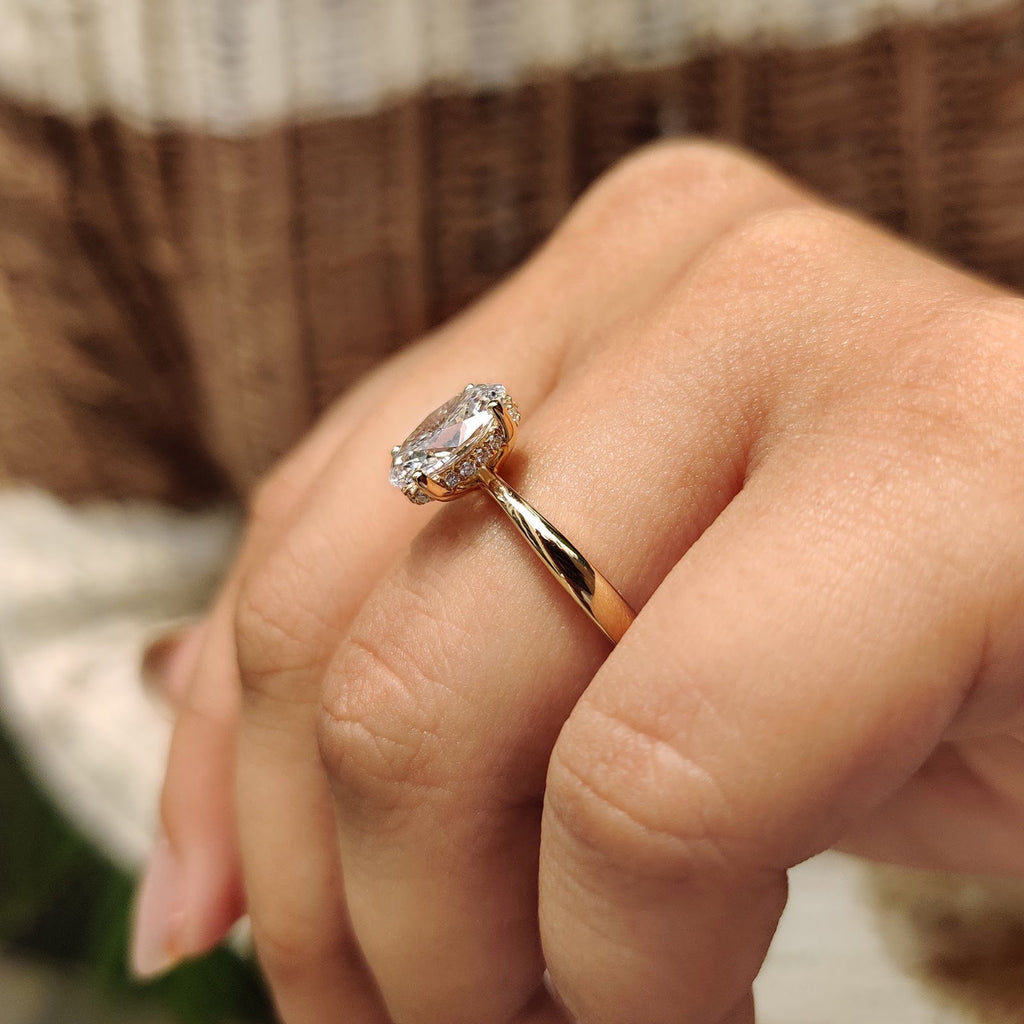 Oval Diamond Grace Hidden Halo Engagement Ring