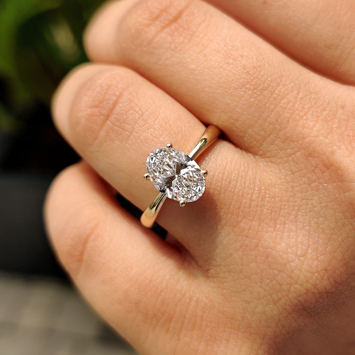 Oval Diamond Grace Hidden Halo Engagement Ring