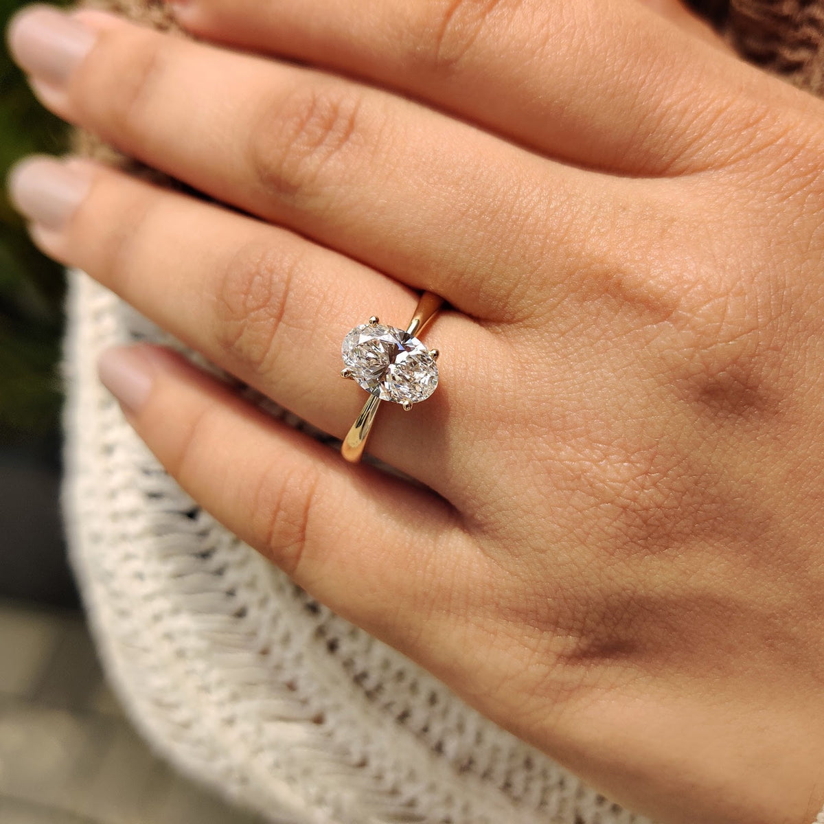 Oval Diamond Grace Hidden Halo Engagement Ring