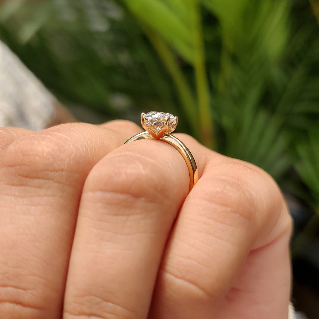 Oval Diamond Grace Hidden Halo Engagement Ring