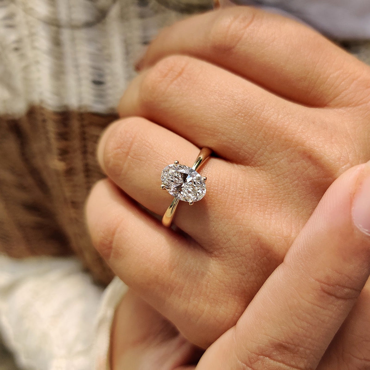 Oval Diamond Grace Hidden Halo Engagement Ring