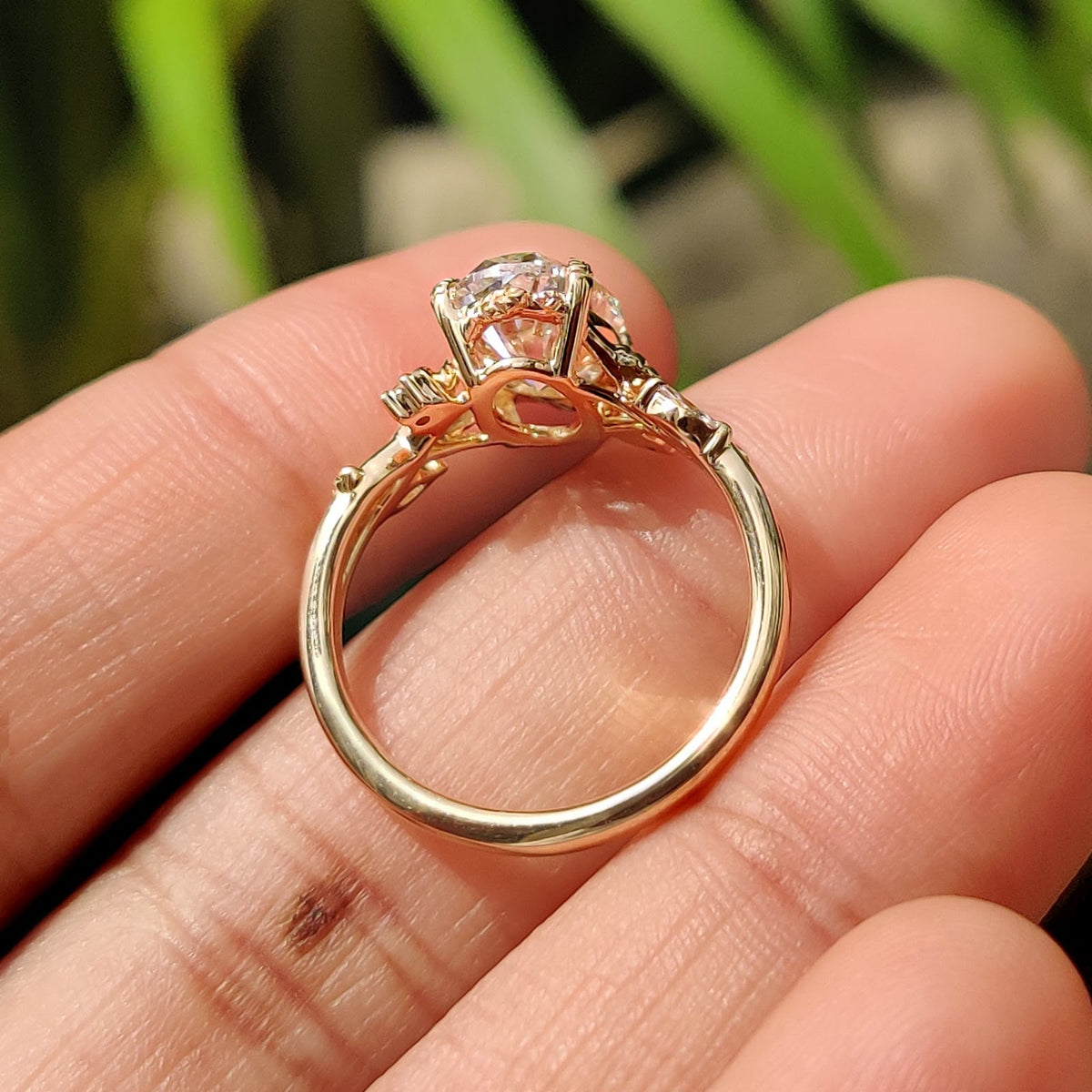 Oval Diamond Grandeur Twist Nature Inspired Solitaire Engagement Ring