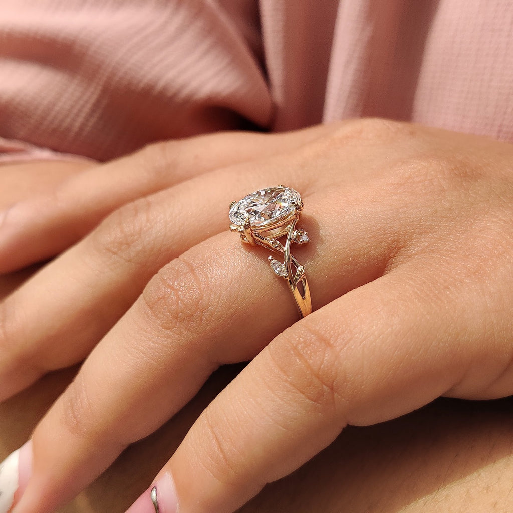 Oval Diamond Grandeur Twist Nature Inspired Solitaire Engagement Ring