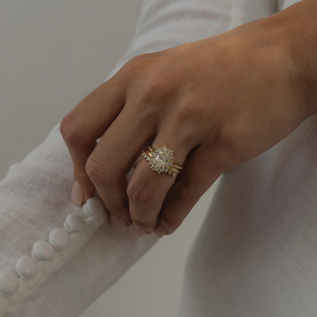 Oval Diamond Heirloom Halo Milgrain Engagement Ring