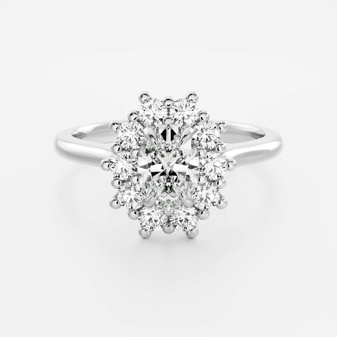 Oval Diamond Heirloom Halo Milgrain Engagement Ring