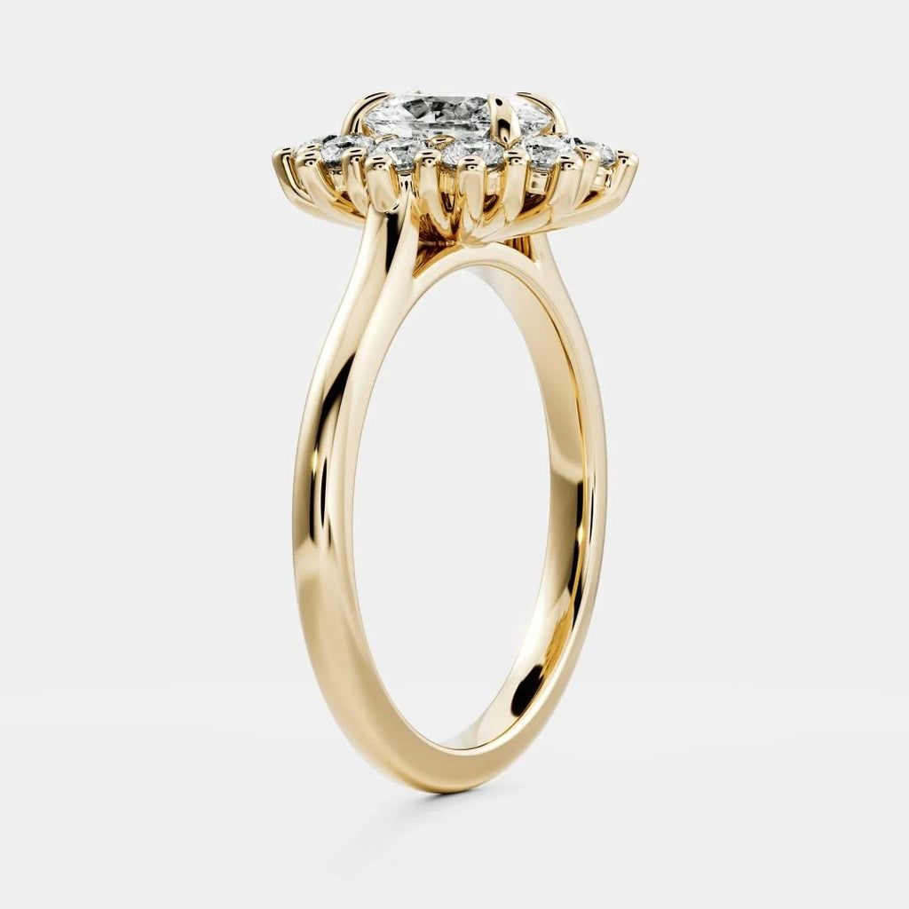 Oval Diamond Heirloom Halo Milgrain Engagement Ring