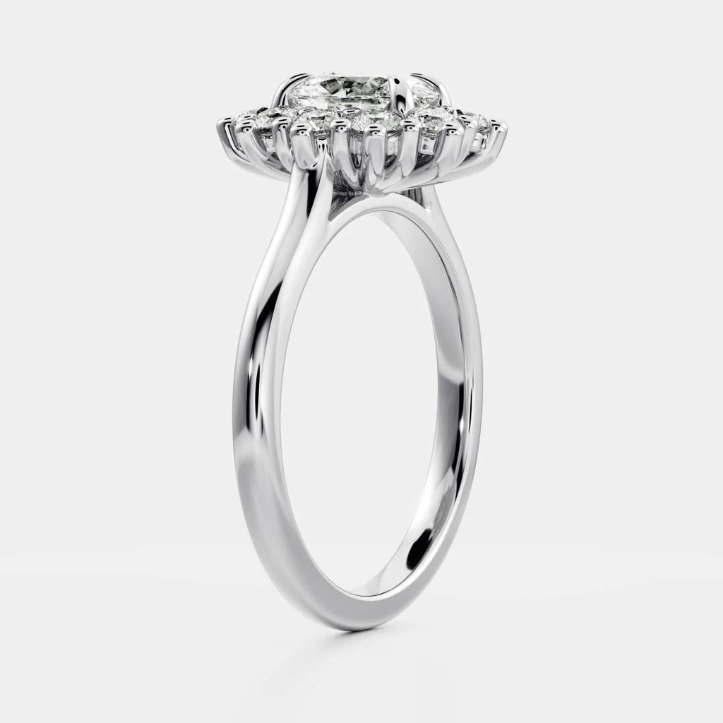 Oval Diamond Heirloom Halo Milgrain Engagement Ring