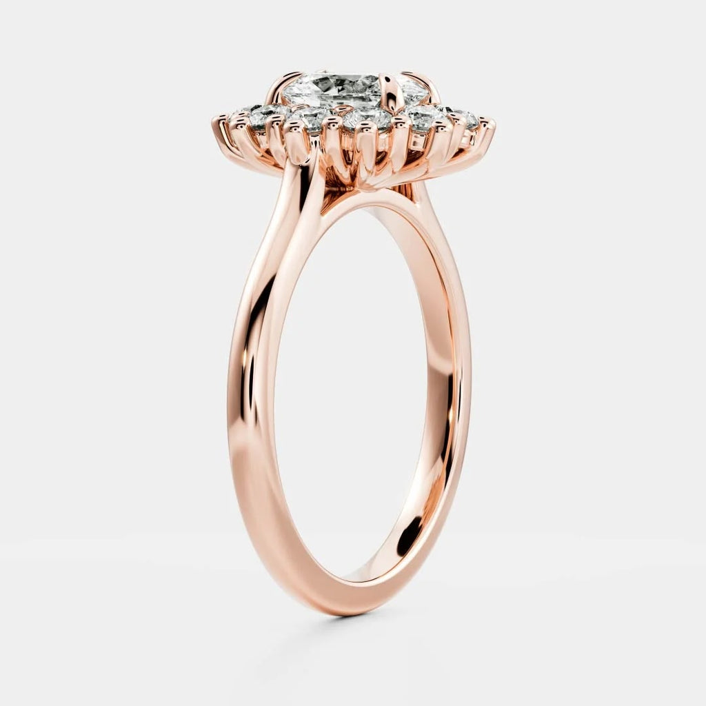 Oval Diamond Heirloom Halo Milgrain Engagement Ring