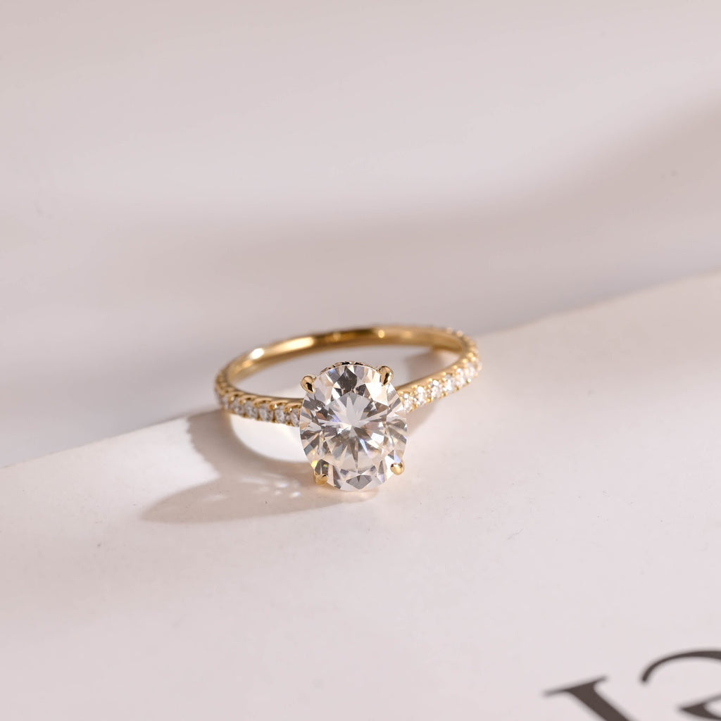 Oval Diamond Heirloom Hidden Halo Pavé Engagement Ring