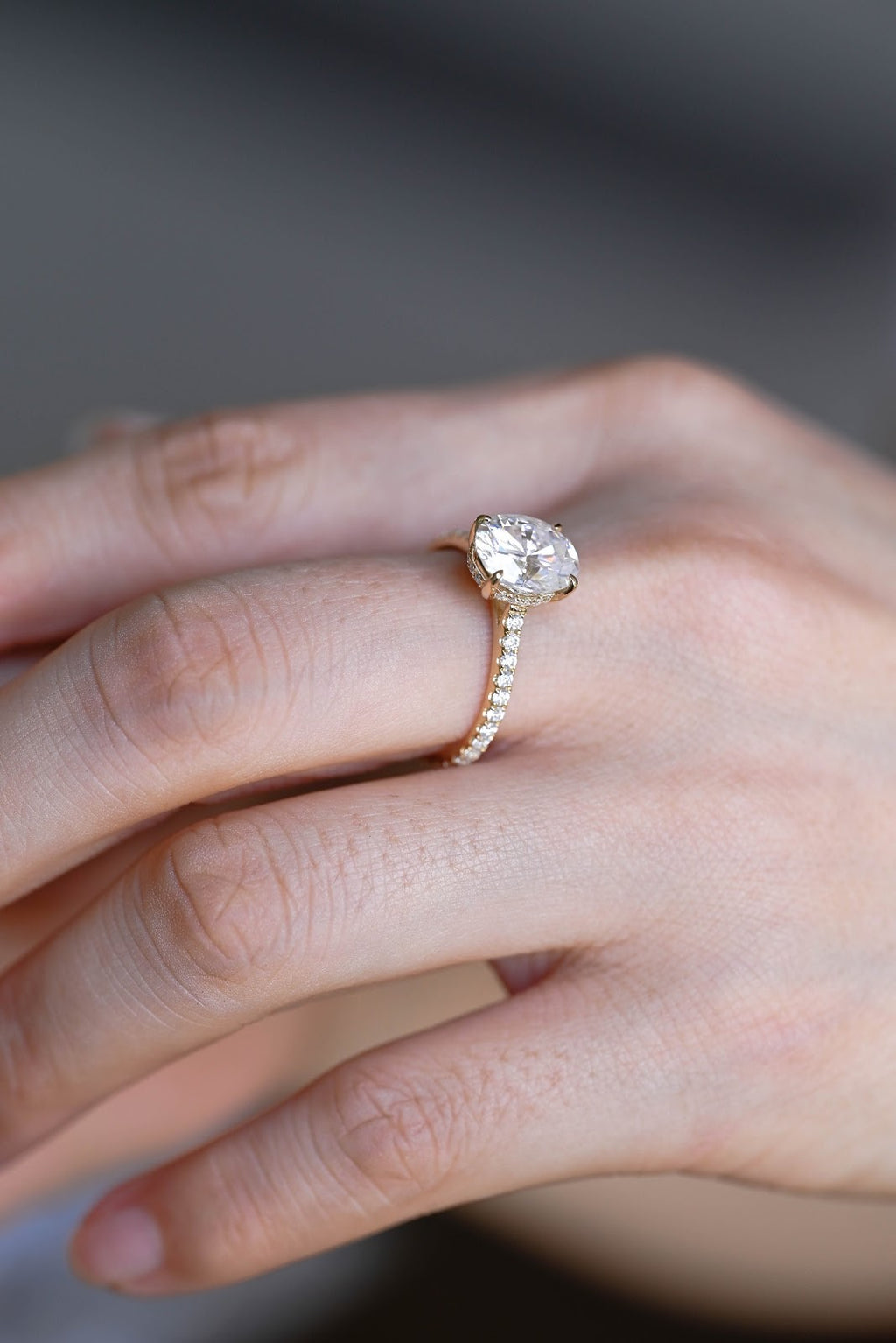 Oval Diamond Heirloom Hidden Halo Pavé Engagement Ring