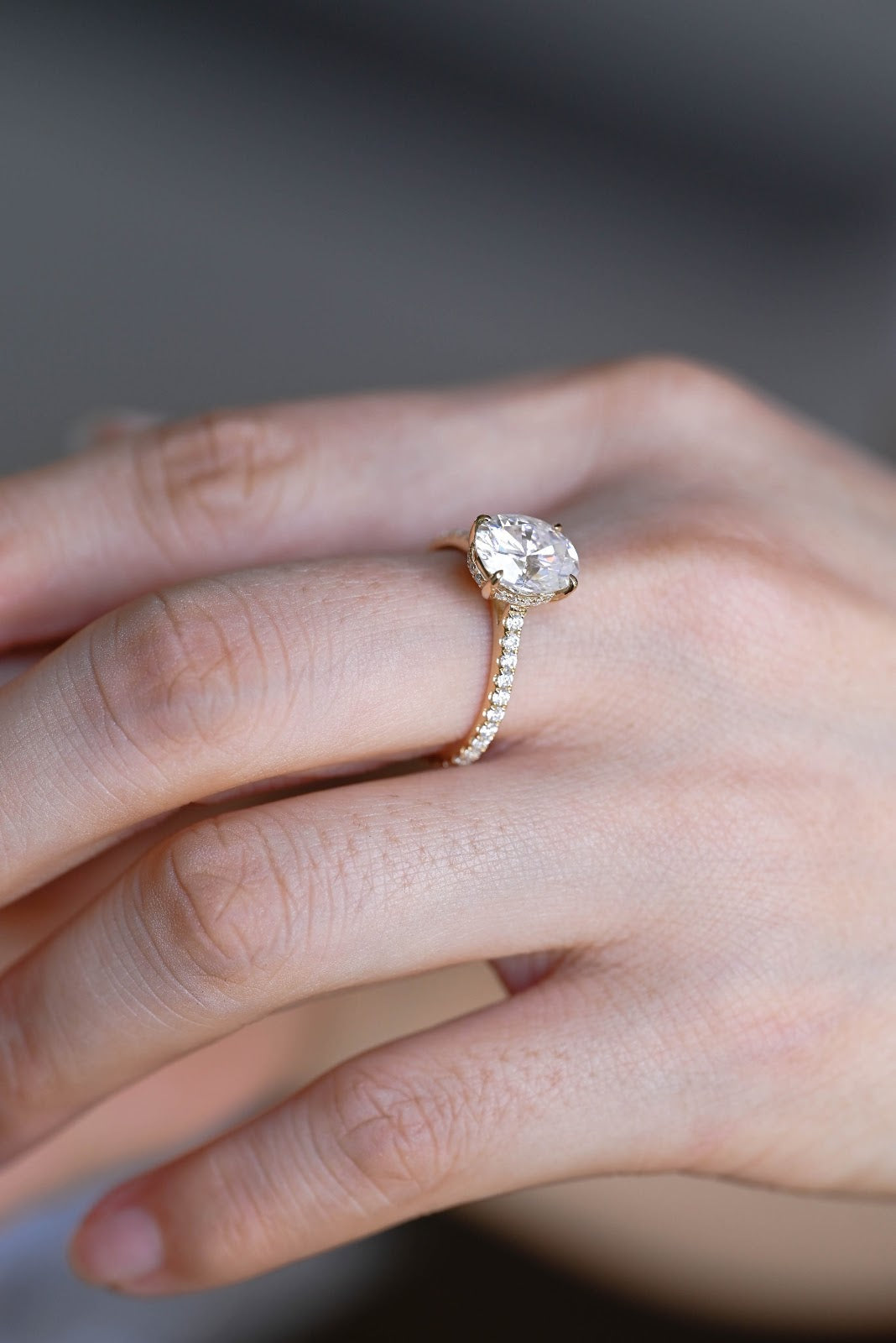 Oval Diamond Heirloom Hidden Halo Pavé Engagement Ring