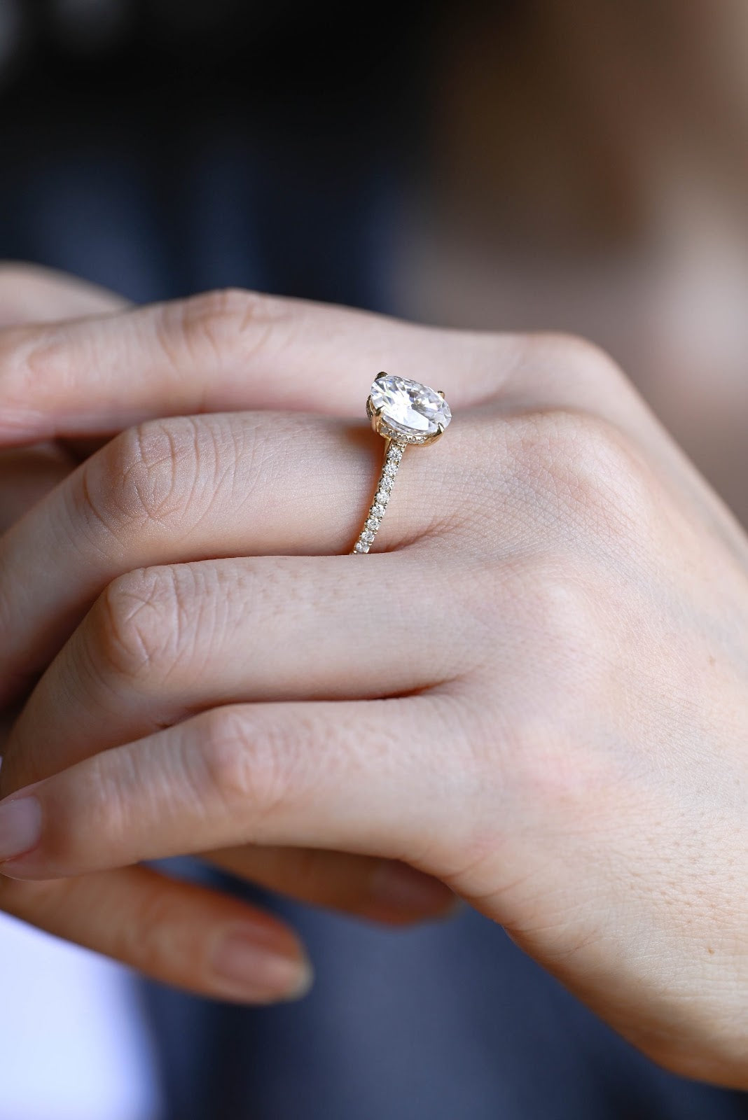 Oval Diamond Heirloom Hidden Halo Pavé Engagement Ring