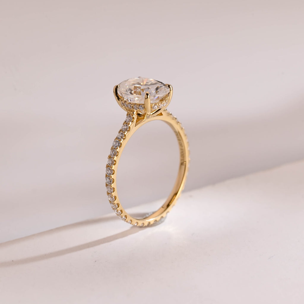 Oval Diamond Heirloom Hidden Halo Pavé Engagement Ring