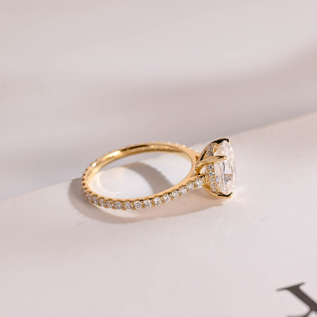 Oval Diamond Heirloom Hidden Halo Pavé Engagement Ring