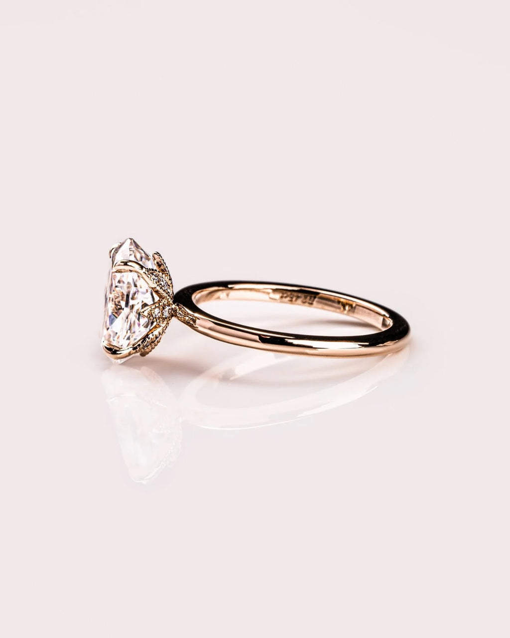 Oval Diamond Heirloom Petal Gallery Solitaire Engagement Ring