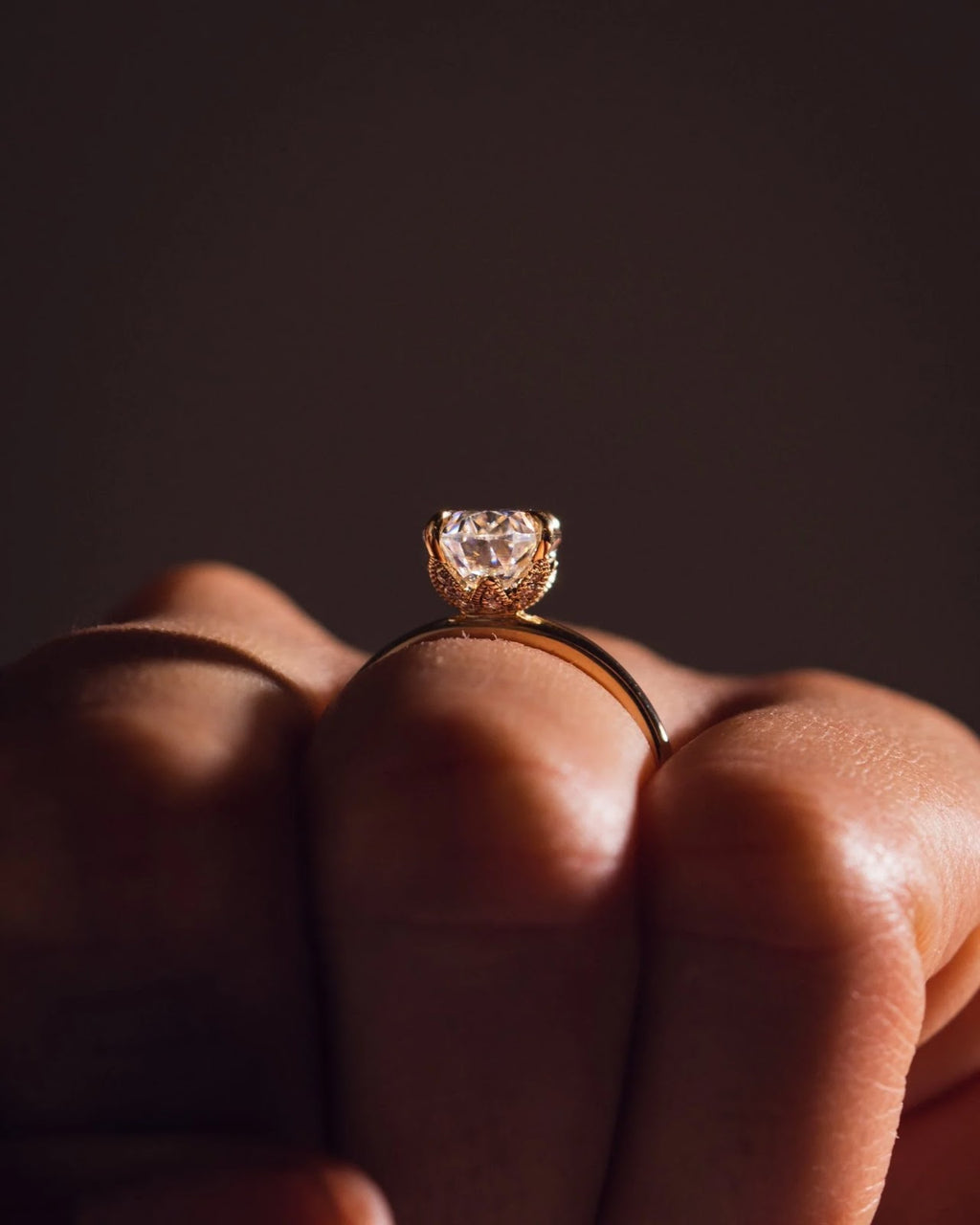 Oval Diamond Heirloom Petal Gallery Solitaire Engagement Ring