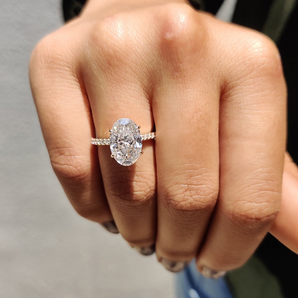 Oval Diamond Hidden Halo Sparkle Pavé Engagement Ring