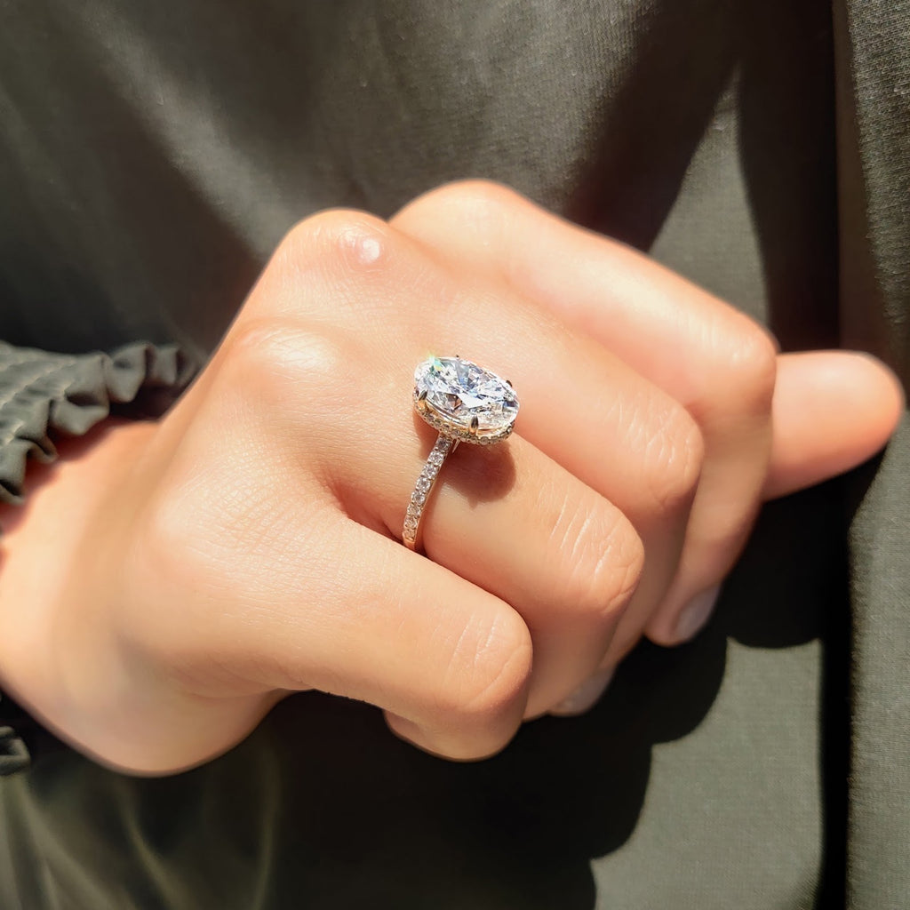 Oval Diamond Hidden Halo Sparkle Pavé Engagement Ring