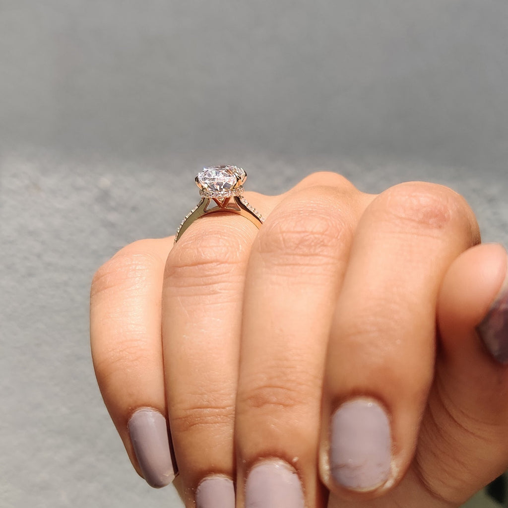 Oval Diamond Hidden Halo Sparkle Pavé Engagement Ring