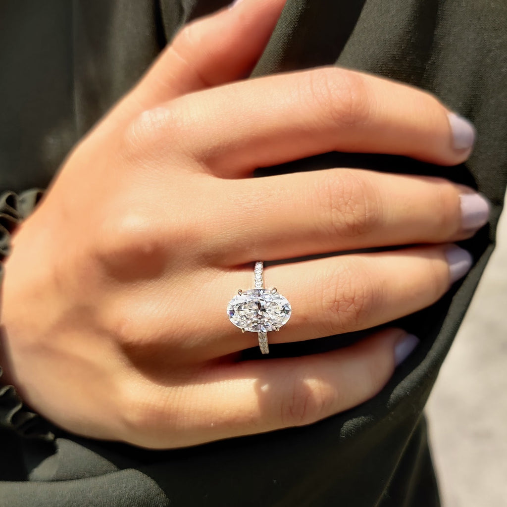 Oval Diamond Hidden Halo Sparkle Pavé Engagement Ring